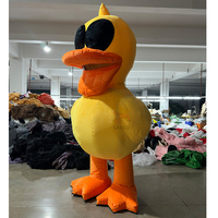 Costume de mascotte de canard jaune à grande bouche avec lunettes 2m 2.6m Costumes de mascotte gonflables de canard jaune géant Vente de vêtements