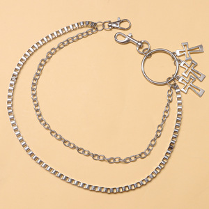 โซ่คล้องกางเกงแบบสองชั้น สไตล์พังก์เมทัลลิก ลายกากบาท สีเงินทิเบต โซ่คาดเอว ยูนิเซ็กส์ เครื่องประดับฮิปฮอป สำหรับใส่ทุกวัน - Product Image 3