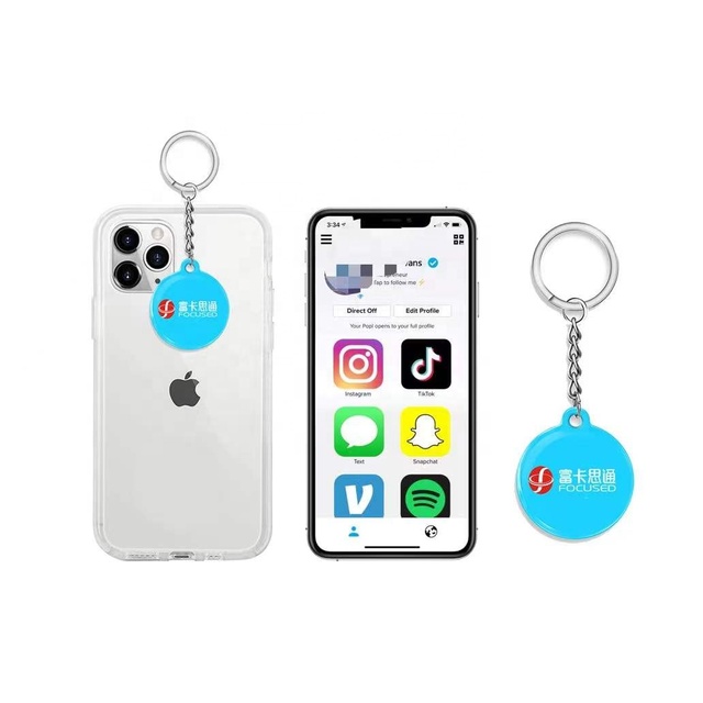 13.56Mhz Smart Tag Anti-metal Keychain Programmable Digital Social Media NFC Tag Use for Phone