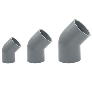 Formosa plastique 63mm 75mm <span class=keywords><strong>PVC</strong></span> raccord de tuyau 45 degrés <span class=keywords><strong>coude</strong></span> PN12.5 pression <span class=keywords><strong>plomberie</strong></span> UPVC raccord en plastique pour l'approvisionnement en eau - Product Image 2
