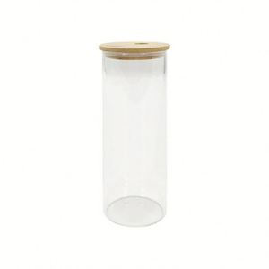 Bouteille d'eau en verre en forme de canette de bière 18 oz, gobelet vierge pour sublimation, gobelet transparent 18 oz, bocal Mason avec couvercle et paille - Product Image 3
