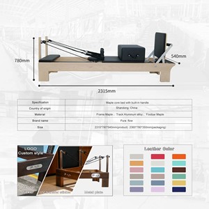 Máquina de <span class=keywords><strong>Pilates</strong></span> <span class=keywords><strong>Reformer</strong></span> Pura Flow Maple, Duradera, Portátil, Color Madera, Base Central, Saludable y Ecológica para Estudio de <span class=keywords><strong>Pilates</strong></span> - Product Image 4