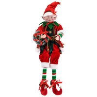 Estatua de Elfos de Terciopelo Rojo y Verde de 60 cm, Novedades para el Dormitorio, Adornos Navideños Modernos