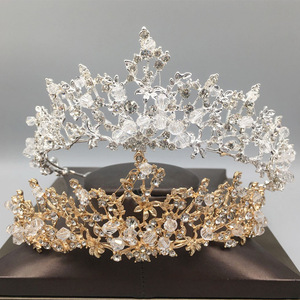 Couronne diadème en strass à <span class=keywords><strong>deux</strong></span> couleurs pour femme, bandeau en cristal de haute qualité, fait à la main, accessoires pour cheveux, couronne diadème de princesse de mariage - Product Image 1
