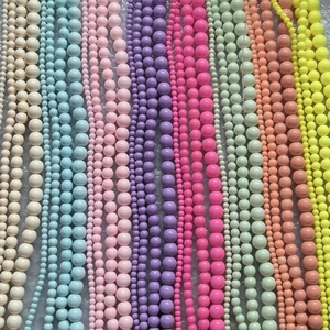 Stokta yuvarlak 4-6-8-10mm olmayan iz cam boncuk delinmiş delik düz renk boncuk ile renkli cam boncuk takı yapımı için - Product Image 2