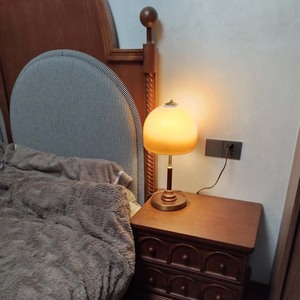 Vintage Walnut Wood <b>Table</b> Lamp E26 LED Bulb Switch Control 220V American Style Bedroom Study Desk Lighting - Product Image 3