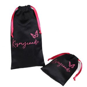 Sac de rangement en satin à cordon de serrage pour bouteilles et parapluies, motif personnalisé, pochette en satin pour soins de la peau, conception gratuite - Product Image 1