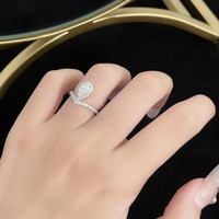 Anello di Fidanzamento Classico a Pera in Platino Pt950 con Diamante da Laboratorio, Anelli di Moda per Donne