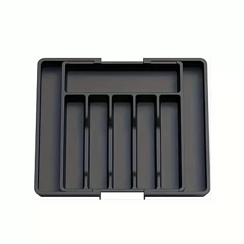 Boîte de rangement noire pour couteaux et fourchettes