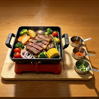 Plaque de cuisson en fonte pour poisson et steak, avec poignées doubles épaissies, compatible réchaud à alcool 	 Ensemble de casseroles antiadhésives, ensemble de poêles