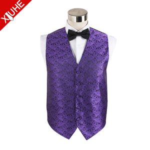 Suit Vest Single Breasted Mens Polyester Vest Custom Bright Color <strong>Purple</strong> Paisley Vest <strong>Waistcoat</strong> - Product Image 2