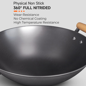 <span class=keywords><strong>Wok</strong></span> de cuisson <span class=keywords><strong>en</strong></span> <span class=keywords><strong>fonte</strong></span> de qualité supérieure, sans revêtement, avec poignée <span class=keywords><strong>en</strong></span> bois, écologique, capacité 3-5L, pour la cuisine et la friture - Product Image 3