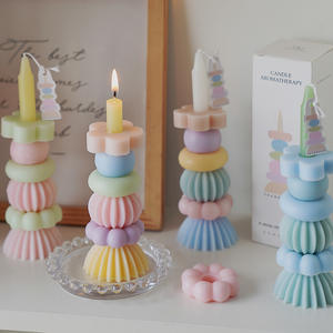 Bougie parfumée <span class=keywords><strong>de</strong></span> forme géométrique mobile empilée en 3D, longue, colorée, créative, faite à <span class=keywords><strong>la</strong></span> main, bougies d'ornement d'aromathérapie Jenga - Product Image 1