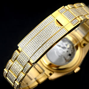 Reloj de Pulsera Mecánico Automático de Lujo para Hombre, Estilo Hip Hop, con Diamantes Reales VVS y Moissanita, Chapado en Oro - Product Image 5