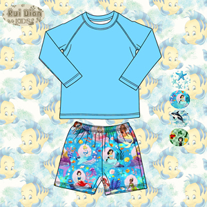 Wholesale Custom Surf Printing Baby <strong>Boys</strong> Swimwear <strong>Clothing</strong> Sets Summer Nylon Fabric Long Sleeve Sweatshirt and Shorts Swimsuit - Product Image 6