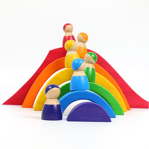 Jeu d'empilage de blocs <span class=keywords><strong>en</strong></span> bois arc-<span class=keywords><strong>en</strong></span>-ciel, pont <span class=keywords><strong>en</strong></span> arc coloré, jouet éducatif pour enfants, éducation précoce - Product Image 2