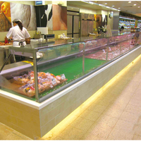 Réfrigérateur de comptoir commercial à température unique pour charcuterie, refroidissement par air, vitrine droite en verre pour viande fraîche et préparations cuites
