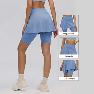 Falda de tenis 2 en 1 de cintura alta para mujer, levanta glúteos, ropa de yoga y fitness, nailon y elastano, elástica en cuatro direcciones, legging ajustado con falda - Product Image 2