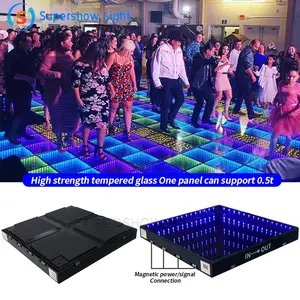High Quality 3D Infinity Mirror Rgb Led Dance Floor Magnetic Portable Event Dance Floor Stage Lights For Wedding Disco Dj Party