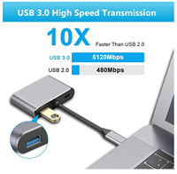 Convertisseur vidéo USB 3.0 vers VGA 1080p 4 en 1, adaptateur USB3.0 à double sortie avec gaine en PVC et blindage en feuille pour lecteurs DVD