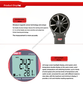 UNI-T UT363S Instrument <span class=keywords><strong>de</strong></span> test <span class=keywords><strong>de</strong></span> compteur <span class=keywords><strong>de</strong></span> <span class=keywords><strong>vitesse</strong></span> <span class=keywords><strong>du</strong></span> <span class=keywords><strong>vent</strong></span> portable-Dispositif <span class=keywords><strong>de</strong></span> <span class=keywords><strong>mesure</strong></span> <span class=keywords><strong>de</strong></span> <span class=keywords><strong>la</strong></span> <span class=keywords><strong>vitesse</strong></span> <span class=keywords><strong>du</strong></span> <span class=keywords><strong>vent</strong></span> <span class=keywords><strong>de</strong></span> type fendu - Product Image 2