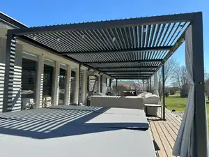 Kit de sistema de persianas para telhado, gazebo de alumínio bioclimático para jardim, com persianas elétricas, ferro forjado, à prova d'água
