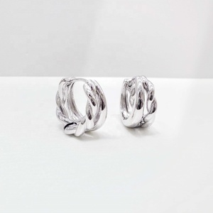 factory price plata 925 sterling <b>silver</b> 14k gold plated unique <b>earring</b> fashion jewelry elegant korean geometric <b>hoop</b> <b>earrings</b> - Product Image 2