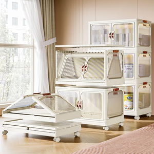 Hot sale foldable plastic storage box 45cm width folding storage box storage box organizer with wheel