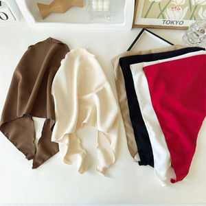 2025 nuovo colore solido elastico triangolo etnico <span class=keywords><strong>Bandana</strong></span> femminile africano foulard in cotone fasce per ragazze e signore - Product Image 3