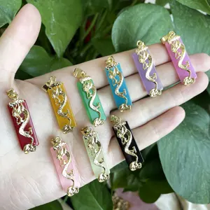 Colar de pingente de dragão jade verde rosa para mulheres, joia fashion best-seller de 2024, colar de ouro com pedra chinesa e pingente de ouro