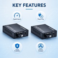 Convertidor Óptico Ethernet No Administrado ZTRS, Convertidor de Medios Gigabit de 4 Puertos 10/100/1000M RJ45 con Puerto de Fibra SC de 1000M