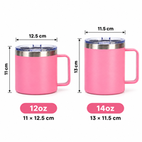 Vente en gros de tasses à café et à bière en acier inoxydable à double paroi isolées sous vide avec logo personnalisé, 12 et 14 oz, avec poignée et couvercle, pour les voyages et le camping