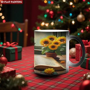 Tasse magique 11oz en céramique noire givrée, changeant de couleur à la chaleur, pour usage quotidien - Product Image 2