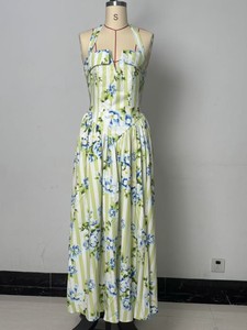 Vestido largo casual con estampado de 4 colores para mujer, cuello halter, talla grande, S-XXL - Product Image 2