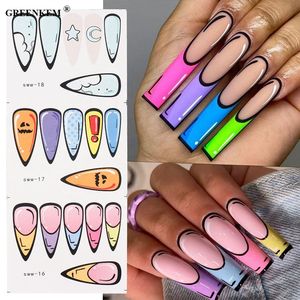 12 motifs de stickers pour ongles à l'eau, tendance 2023, autocollants pour manucure <span class=keywords><strong>française</strong></span>, sliders pour nail art, autocollants pour nail art de dessin animé - Product Image 3