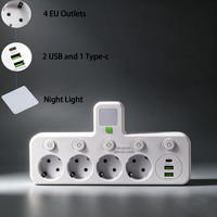 Adaptateur de prise EU, prise murale sans fil, 4 prises AC, port USB, prise de courant avec interrupteur indépendant et veilleuse