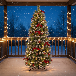 Nouvelle Conception Arbre de Noël de Luxe Slim de Haute Qualité, Modèle <span class=keywords><strong>Tiktok</strong></span> Mx, Rouge, avec Aiguilles de Pin et Effet Neige Blanche, pour le Nouvel An - Product Image 5