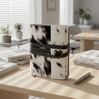 Carnet en cuir personnalisé avec logo, noir et blanc, en crin de cheval, vente en gros, journal en cuir véritable pour cadeau
