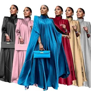 ANSZKTN ANSZKTN Latest Satin Muslim Dress Modern Abaya Islamic Clothing For Women Muslim Islamic Fall Winter One Piece Dear