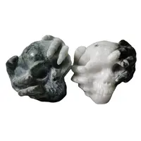 उच्च गुणवत्ता क्रिस्टल नक्काशी जानवरों शिल्प के लिए खोपड़ी के साथ खोपड़ी क्रिस्टल हीलिंग पत्थर जेड मेंढक फेंगशुई