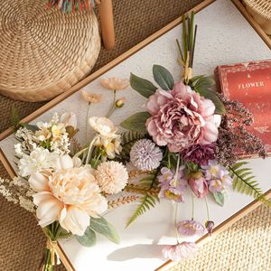 Bouquet de pivoines artificielles Qingye Manyu pour décoration murale de mariage, décoration intérieure avec notes manuscrites - Product Image 1