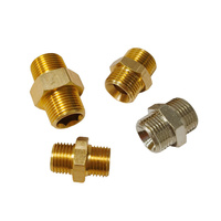 Adaptateur à double filetage mâle en laiton, raccord hexagonal à encoches, embout droit, connecteur de tuyau d'eau et de refroidissement