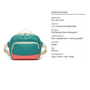 Sac banane de pickleball à compartiments diagonaux en Ripstop plat, avec logo personnalisé, vente en gros, sac banane de tennis - Product Image 6