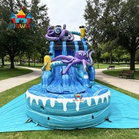 Toboggan aquatique gonflable 20FT à double ou simple piste, design pieuvre des profondeurs, idéal pour événements, fêtes et services de location – Meilleures ventes
