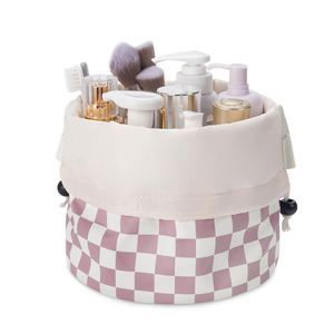 Small Cotton Quilted Drawstring Makeup Bag Cute Drawstring Cosmetic Bag with Canvas Lining - Product Image 2