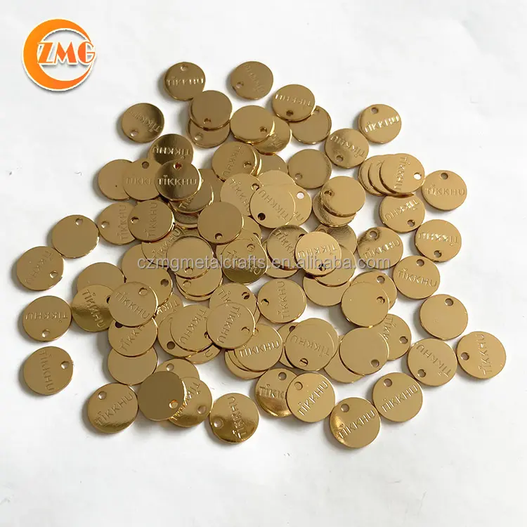 wholesale custom logo engraved 18k genuine gold plated metal brand tag for jewelry