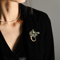 Soldes Exceptionnelles : Broches de Luxe Élégantes en Cuivre Plaqué Or avec Zircon, Motif Animal (Phénix Vert, Paon)