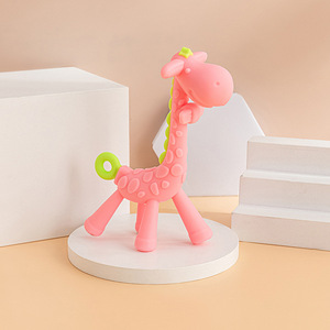 Mordedor de silicona suave personalizado sin BPA con forma de jirafa para bebés, cadena de dentición, sonajero, alimentación para bebés, 100% de grado alimenticio - Product Image 2