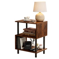 Table d'appoint, table de chevet, table d'extrémité, avec structure métallique renforcée, capacité de 44 lb, pieds réglables, pour chambre à coucher, mobilier de maison