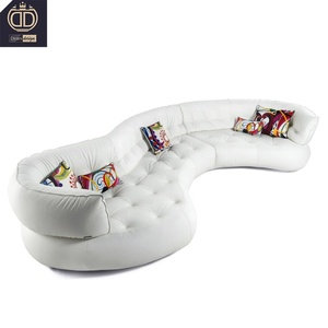 Sofá individual de diseño único de lujo italiano con forma inusual de cuero blanco SENSE ROCHE BOBOIS - Product Image 1